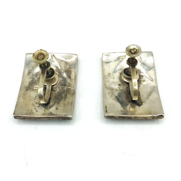 Vintage Taxco Abalone Shell Inlay Screw Back Earrings Mexico - Picture 3 of 6